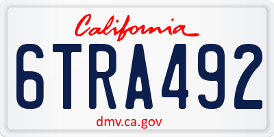 CA license plate 6TRA492