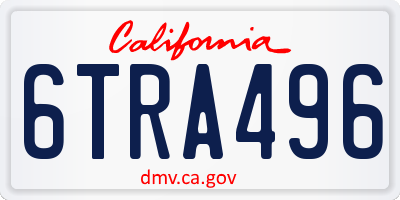 CA license plate 6TRA496