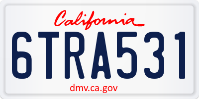 CA license plate 6TRA531
