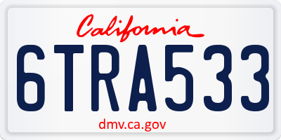 CA license plate 6TRA533
