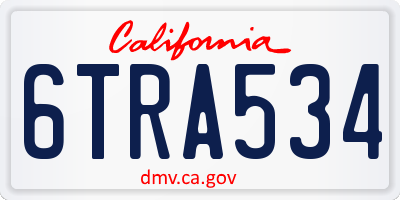 CA license plate 6TRA534