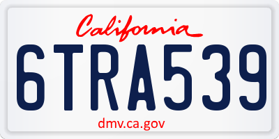 CA license plate 6TRA539