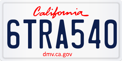 CA license plate 6TRA540