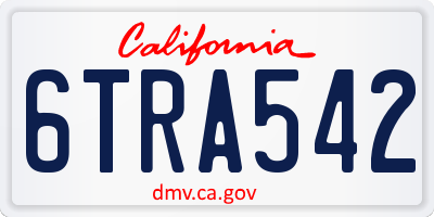 CA license plate 6TRA542