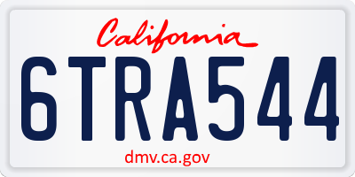 CA license plate 6TRA544