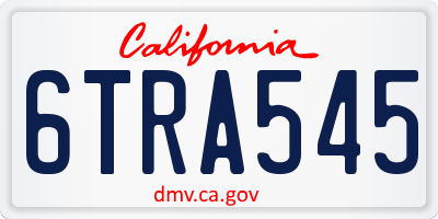 CA license plate 6TRA545