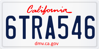 CA license plate 6TRA546