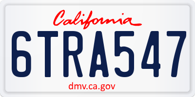 CA license plate 6TRA547