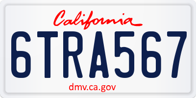 CA license plate 6TRA567