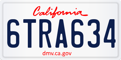 CA license plate 6TRA634