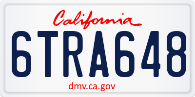 CA license plate 6TRA648