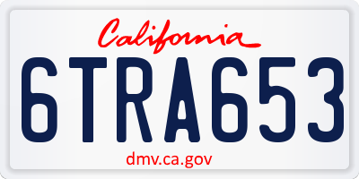 CA license plate 6TRA653