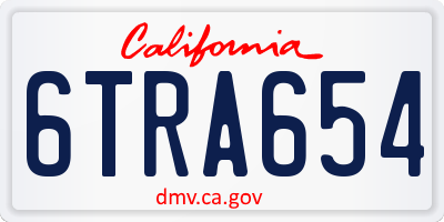 CA license plate 6TRA654