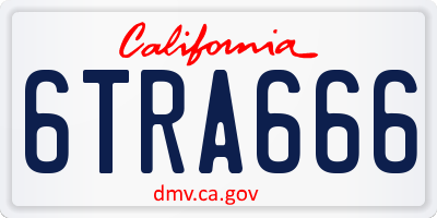 CA license plate 6TRA666
