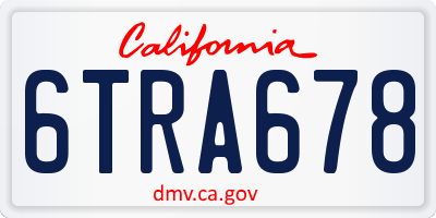 CA license plate 6TRA678