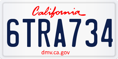 CA license plate 6TRA734