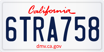 CA license plate 6TRA758