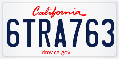 CA license plate 6TRA763