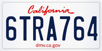 CA license plate 6TRA764