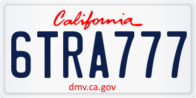 CA license plate 6TRA777