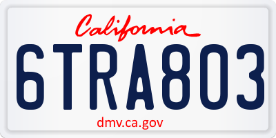 CA license plate 6TRA803