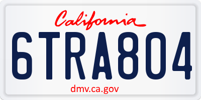 CA license plate 6TRA804