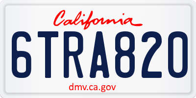 CA license plate 6TRA820