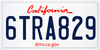 CA license plate 6TRA829