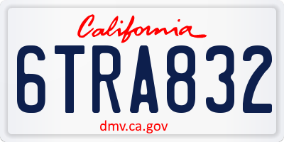 CA license plate 6TRA832