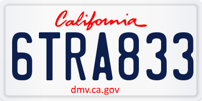 CA license plate 6TRA833