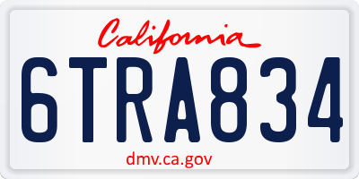CA license plate 6TRA834