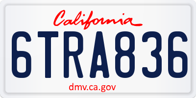 CA license plate 6TRA836