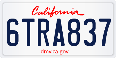 CA license plate 6TRA837