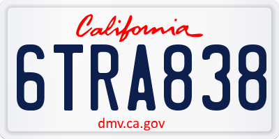 CA license plate 6TRA838