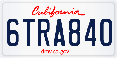 CA license plate 6TRA840