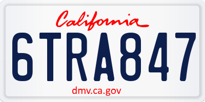 CA license plate 6TRA847