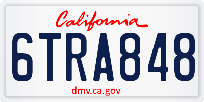 CA license plate 6TRA848