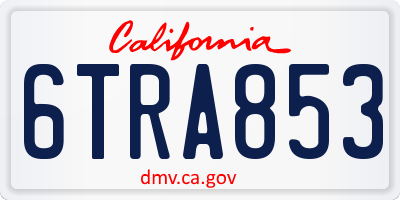 CA license plate 6TRA853