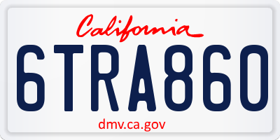CA license plate 6TRA860