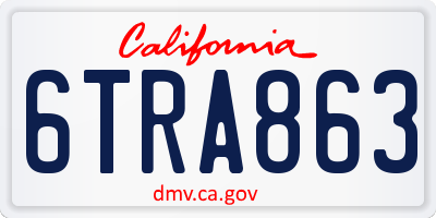 CA license plate 6TRA863