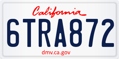 CA license plate 6TRA872