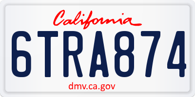 CA license plate 6TRA874