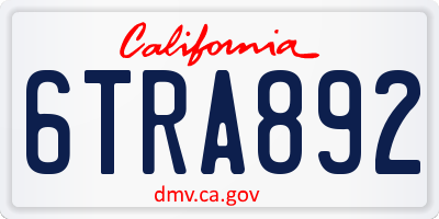 CA license plate 6TRA892