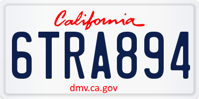 CA license plate 6TRA894