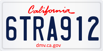CA license plate 6TRA912