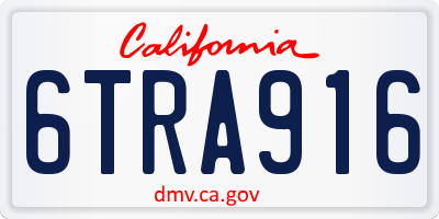 CA license plate 6TRA916
