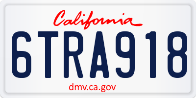 CA license plate 6TRA918