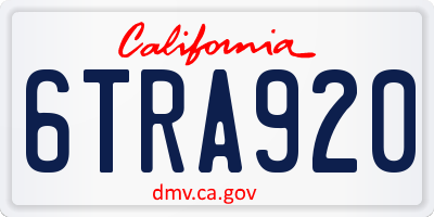 CA license plate 6TRA920