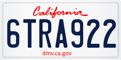 CA license plate 6TRA922