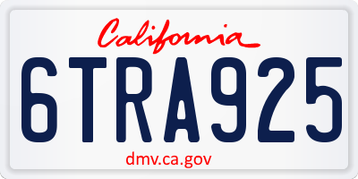 CA license plate 6TRA925